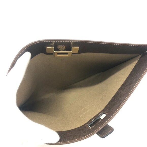 GUCCI Old Gucci Flat Clutch Bag with All-Over Pattern Clutch Bag Brown - Picture 11 of 16